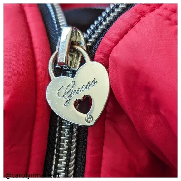 GUESS Women's Red Packable Quilted Puffer Jacket Size M Full Zip - Picture 8 of 11